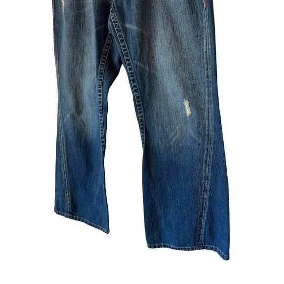 Vintage‎ Y2K TRUE RELIGION Joey Distressed Denim - Wide Leg Jeans - size 36x34 - Picture 3 of 16